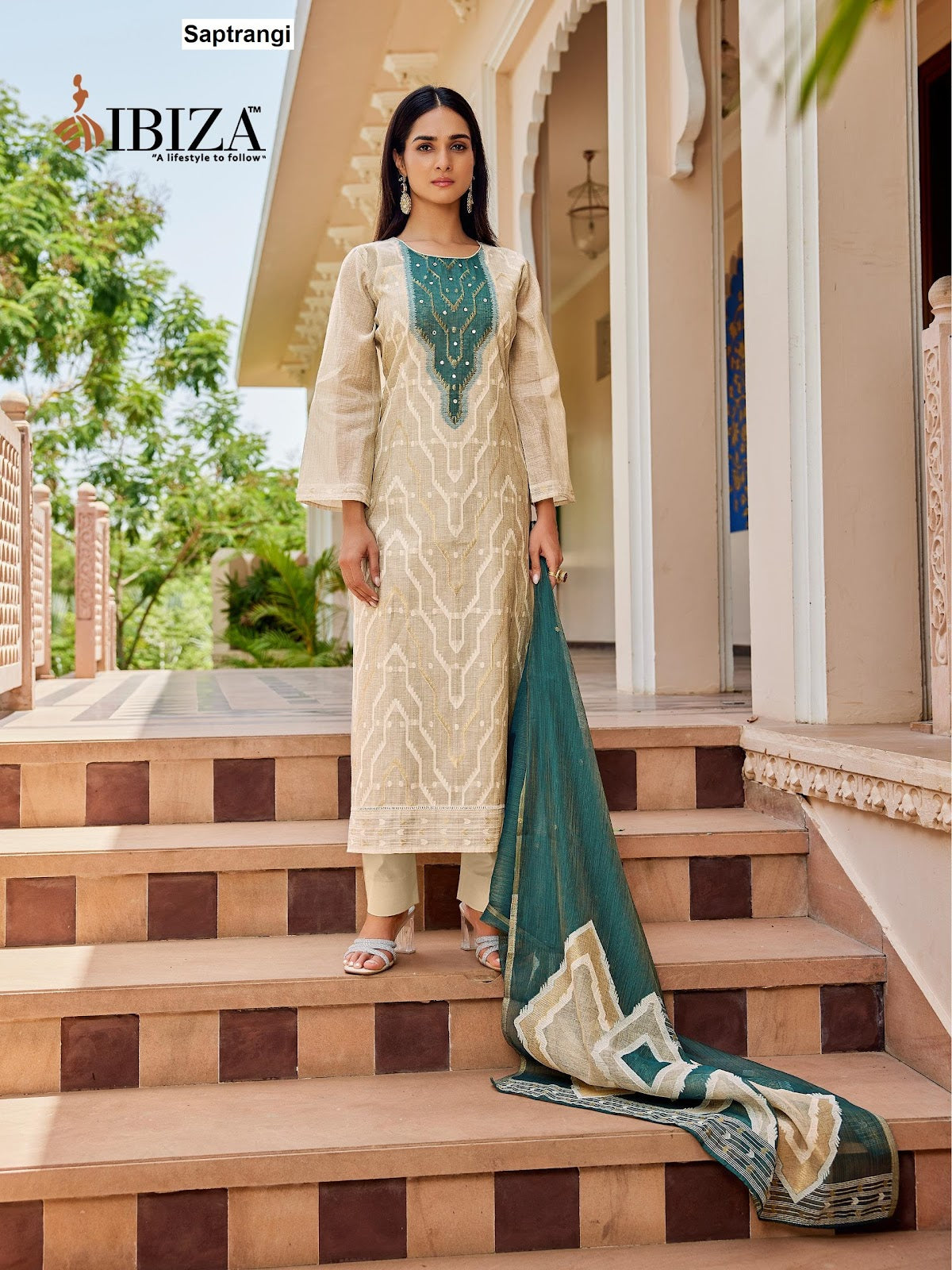 Saptrangi Ibiza Silk Jacquard Pant Style Suits Supplier Ahmedabad