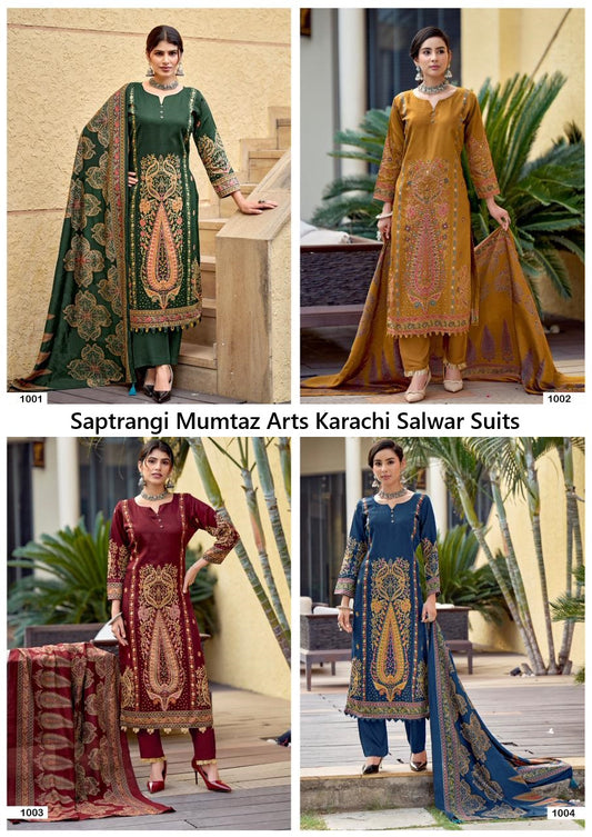 Saptrangi Mumtaz Arts Viscose Karachi Salwar Suits Supplier