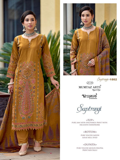 Saptrangi Mumtaz Arts Viscose Karachi Salwar Suits Supplier