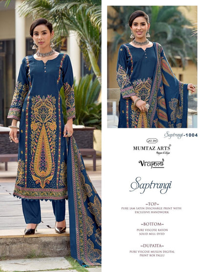 Saptrangi Mumtaz Arts Viscose Karachi Salwar Suits Supplier