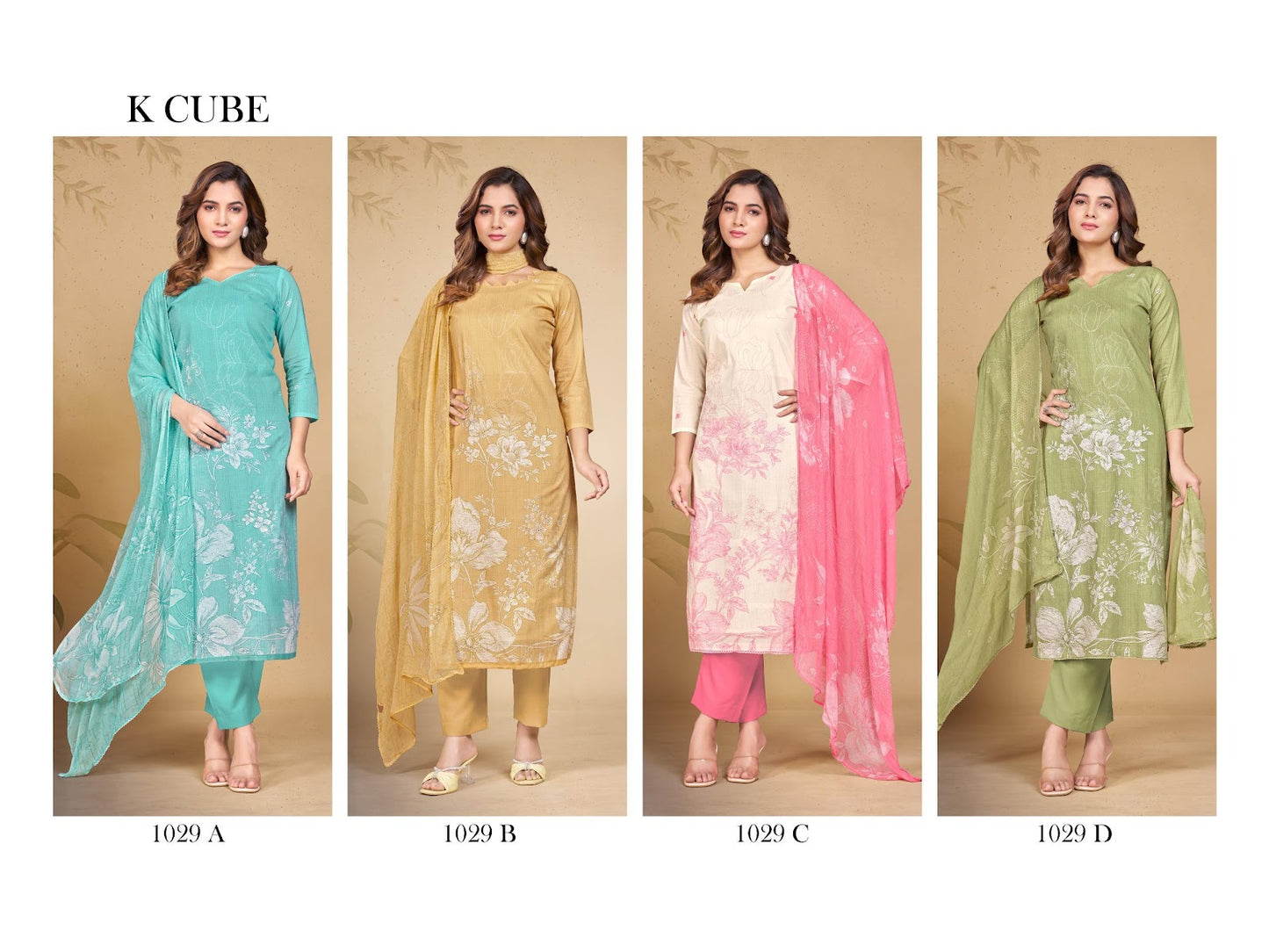 Sara 1029 K Cube Cotton Cambric Pant Style Suits Wholesale Rate