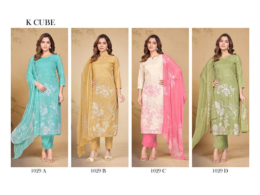 Sara 1029 K Cube Cotton Cambric Pant Style Suits Wholesale Rate