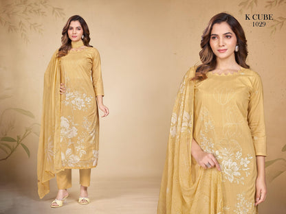 Sara 1029 K Cube Cotton Cambric Pant Style Suits Wholesale Rate