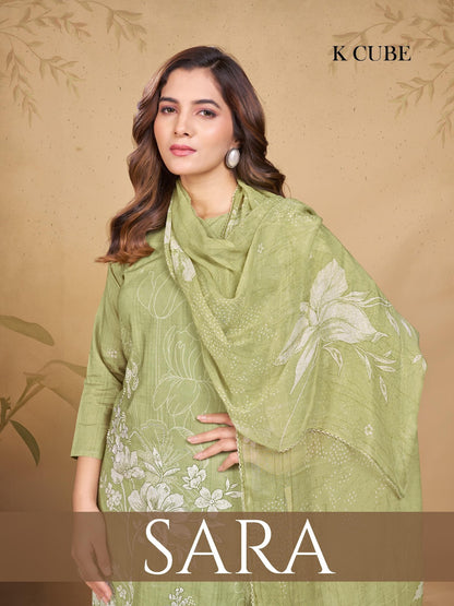 Sara 1029 K Cube Cotton Cambric Pant Style Suits Wholesale Rate