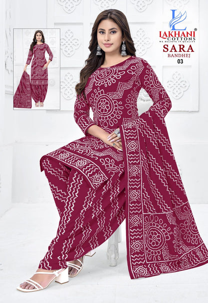 Sara Bandhej Vol 1 Lakhani Cotton Dress Material Supplier India