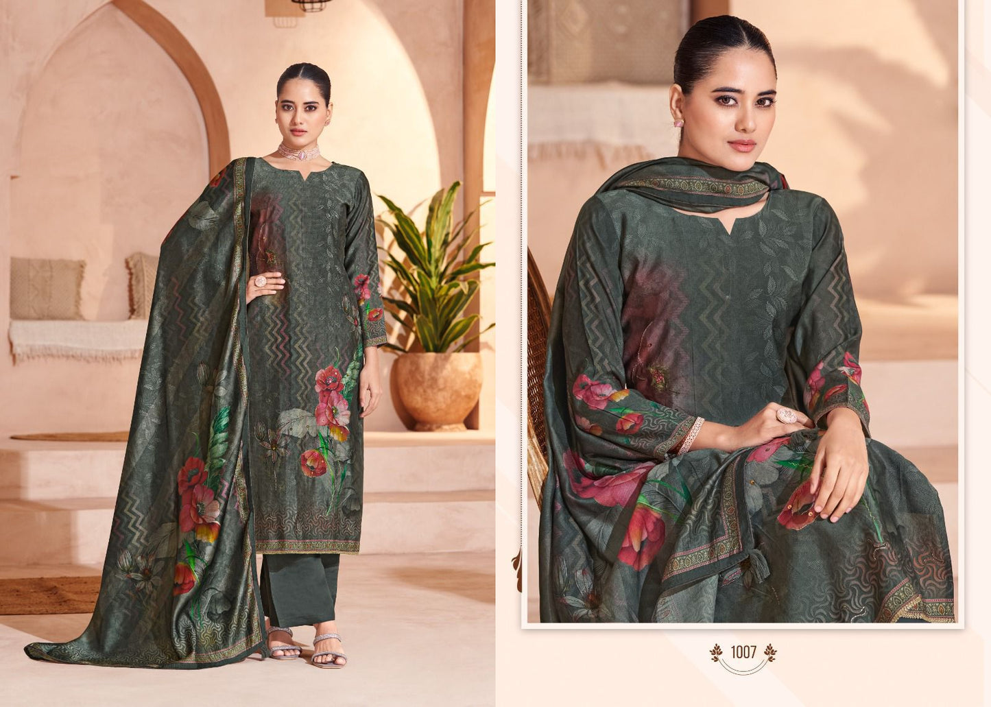 Sara Digital Salvi Fashion Muslin Silk Pant Style Suits Wholesaler