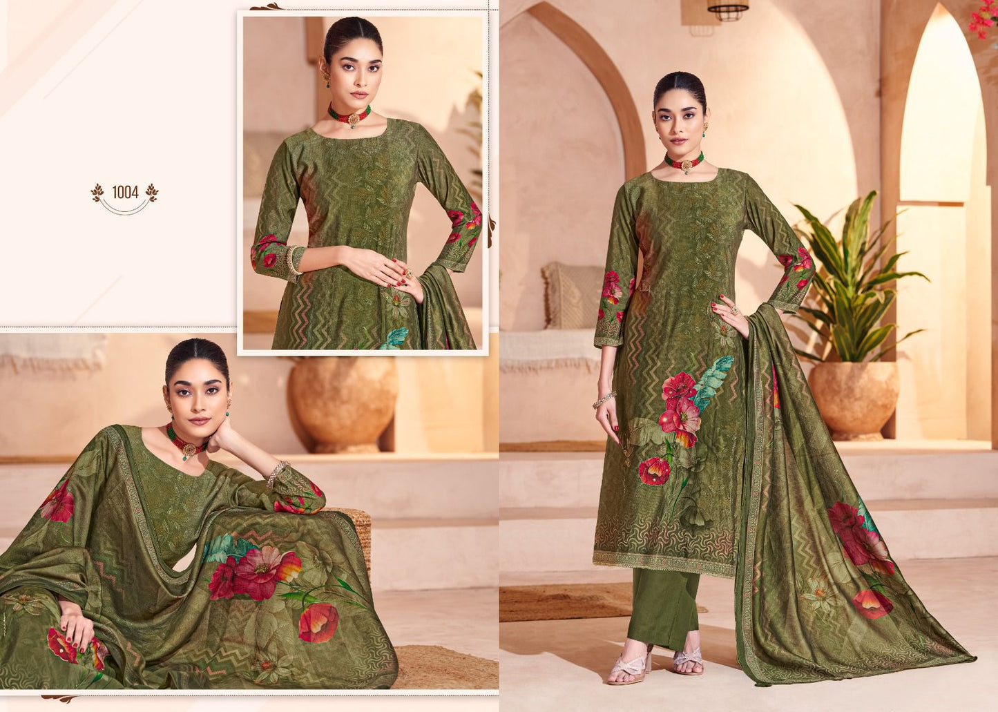 Sara Digital Salvi Fashion Muslin Silk Pant Style Suits Wholesaler