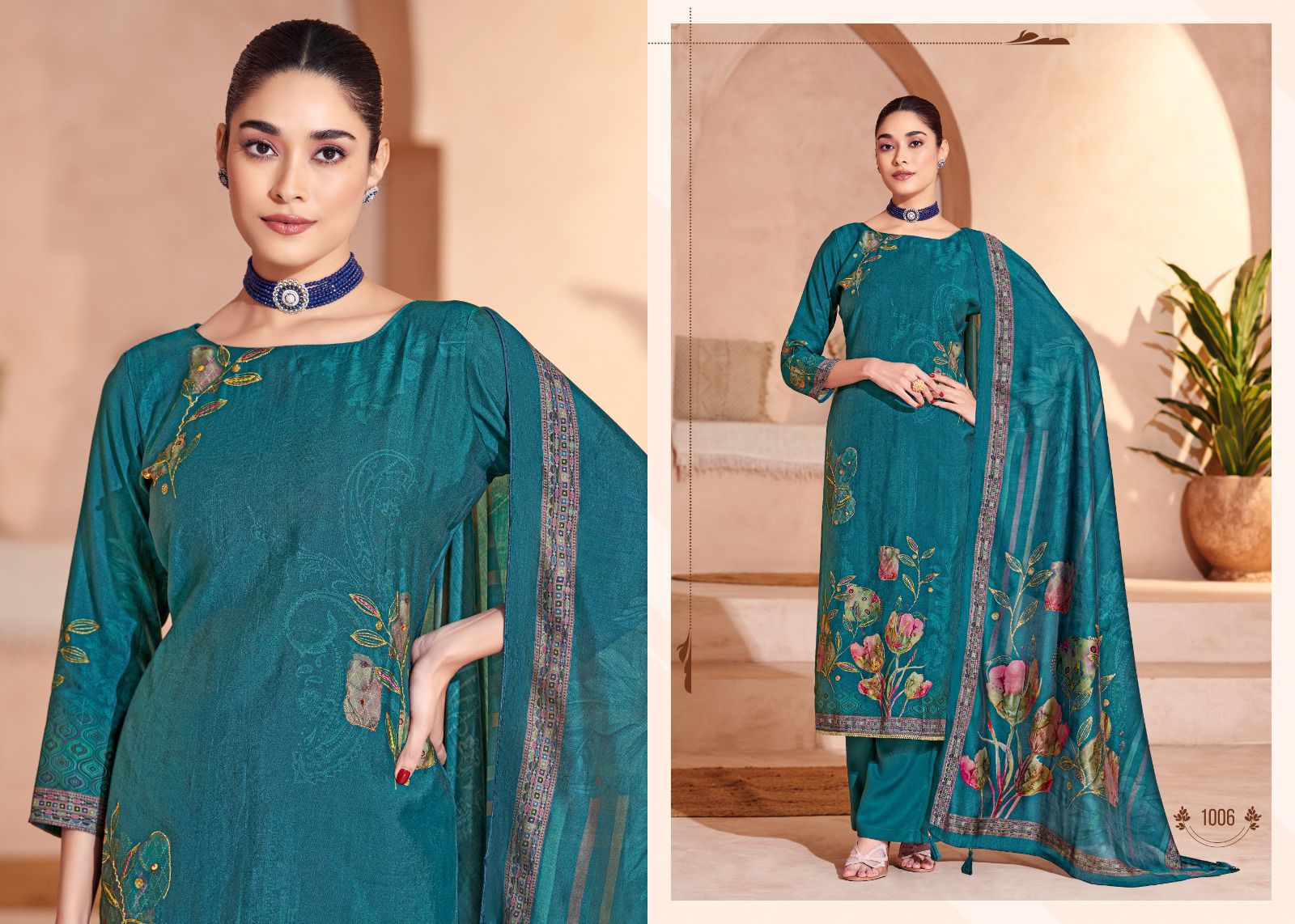 Sara Digital Salvi Fashion Muslin Silk Pant Style Suits Wholesaler