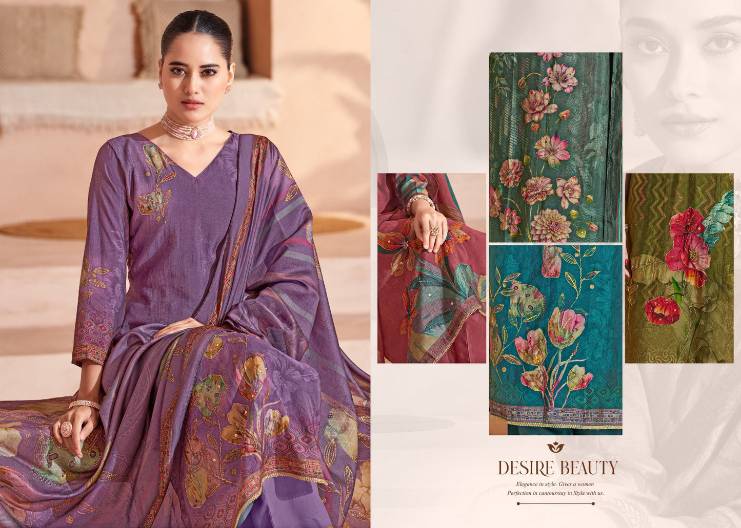 Sara Digital Salvi Fashion Muslin Silk Pant Style Suits Wholesaler