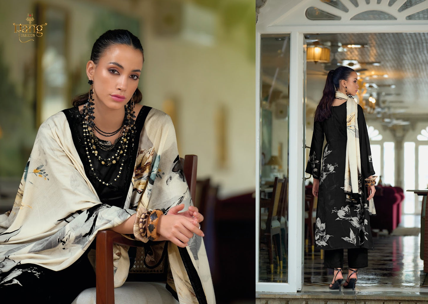 Sara Rang Fashion Viscose Muslin Pant Style Suits Manufacturer Gujarat
