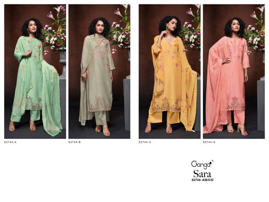 Sara S2744 Ganga Bembarg Silk Salwar Suits Exporter Ahmedabad