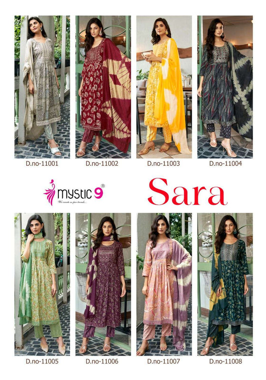 Sara Vol 11 Mystic 9 Premium Rayon Readymade Pant Style Suits Supplier India