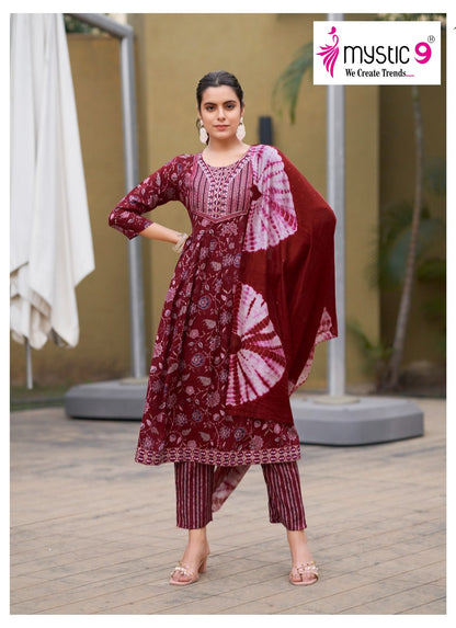 Sara Vol 15 Mystic 9 Rayon Capsule Readymade Pant Style Suits Manufacturer India