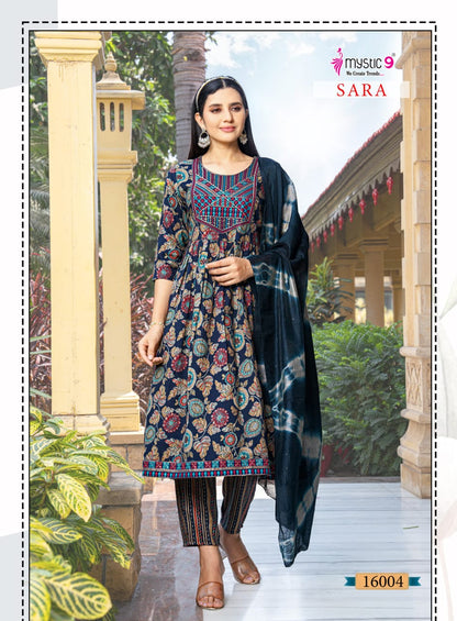 Sara Vol 16 Mystic 9 Capsule Rayon Readymade Pant Style Suits Exporter