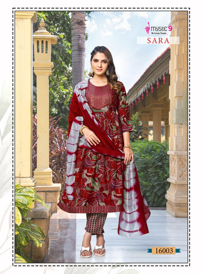 Sara Vol 16 Mystic 9 Capsule Rayon Readymade Pant Style Suits Exporter