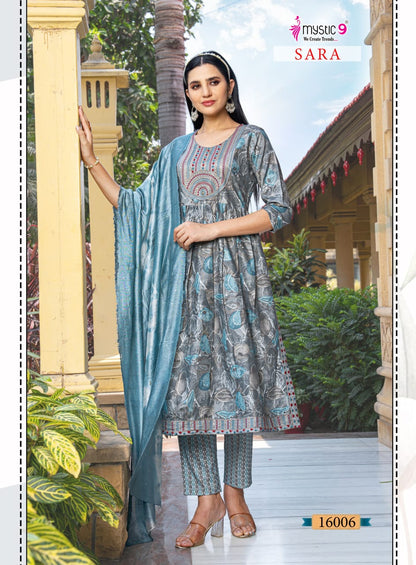 Sara Vol 16 Mystic 9 Capsule Rayon Readymade Pant Style Suits Exporter