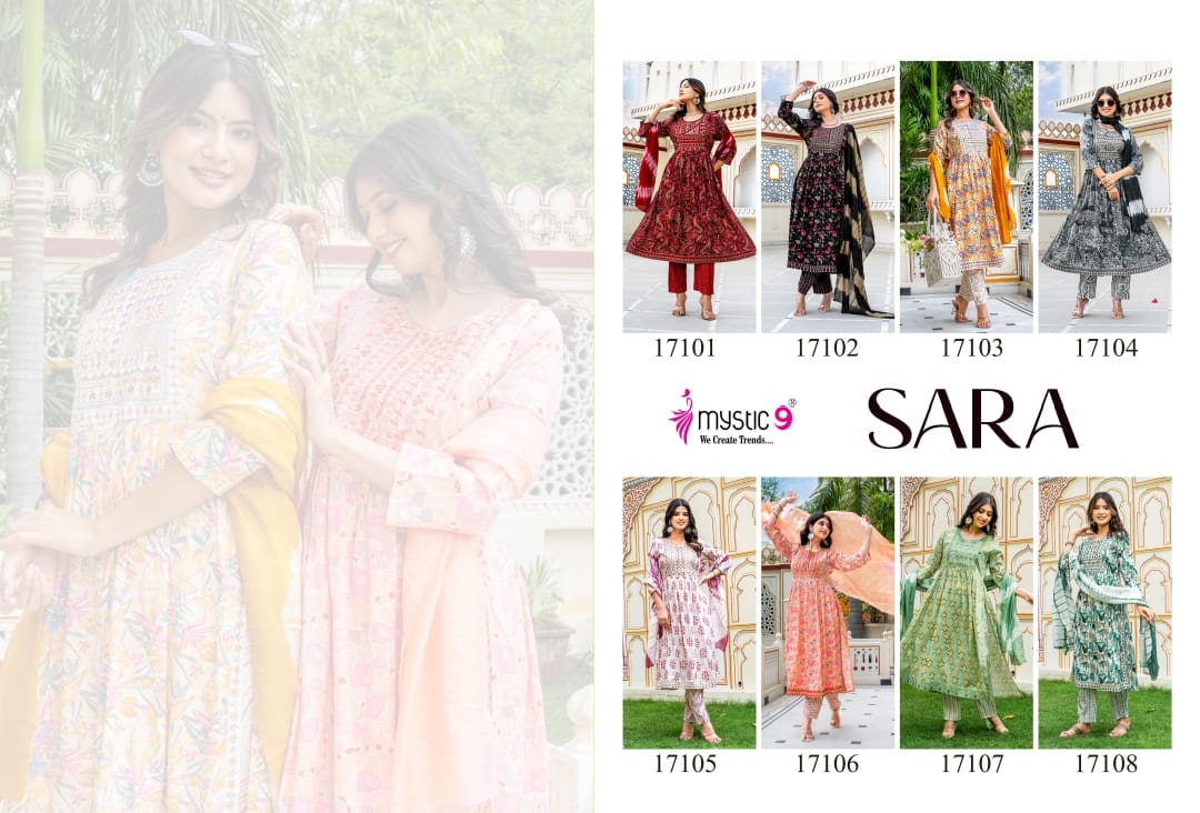 Sara Vol 17 Mystic 9 Rayon Readymade Pant Style Suits Manufacturer Gujarat