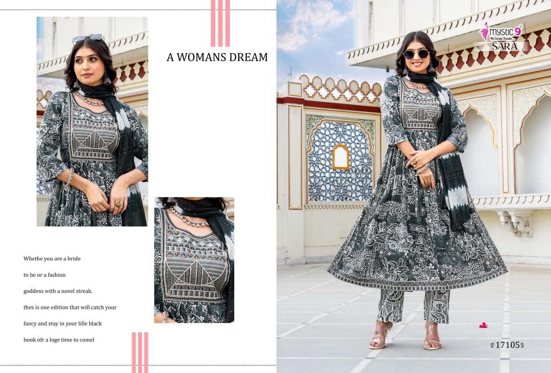 Sara Vol 17 Mystic 9 Rayon Readymade Pant Style Suits Manufacturer Gujarat