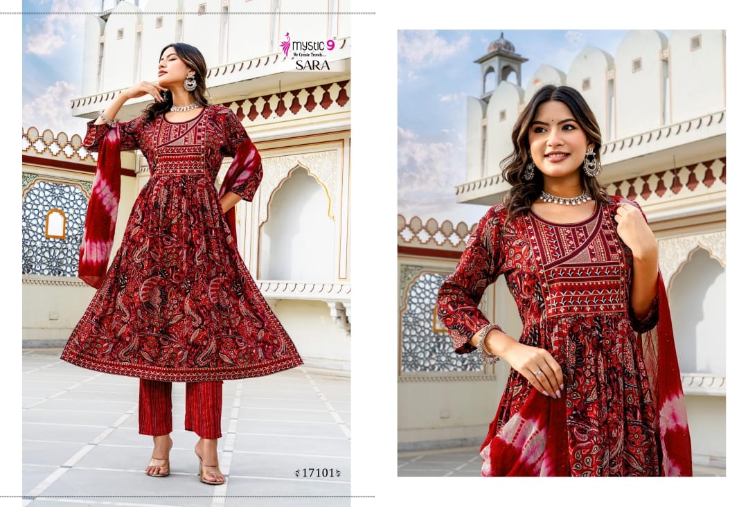 Sara Vol 17 Mystic 9 Rayon Readymade Pant Style Suits Manufacturer Gujarat