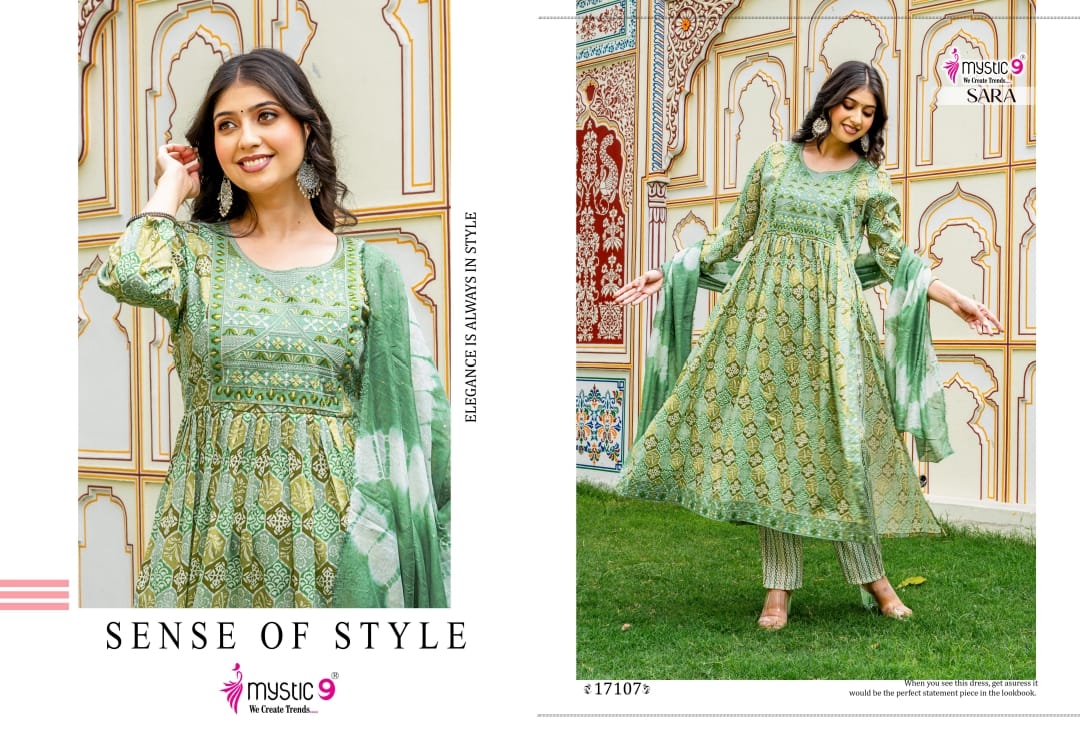 Sara Vol 17 Mystic 9 Rayon Readymade Pant Style Suits Manufacturer Gujarat