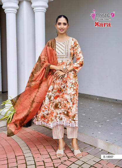 Sara Vol 18 Mystic 9 Rayon Readymade Pant Style Suits Wholesaler
