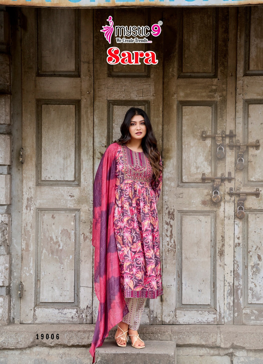 Sara Vol 19 Mystic 9 Rayon Readymade Pant Style Suits Manufacturer
