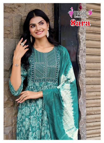 Sara Vol 19 Mystic 9 Rayon Readymade Pant Style Suits Manufacturer