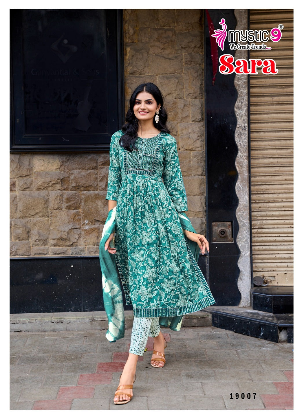 Sara Vol 19 Mystic 9 Rayon Readymade Pant Style Suits Manufacturer