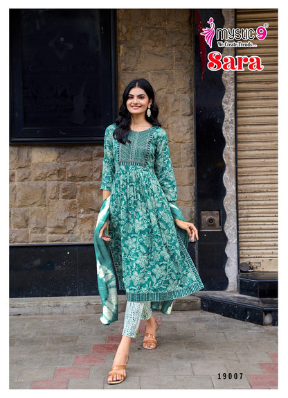 Sara Vol 19 Mystic 9 Rayon Readymade Pant Style Suits Manufacturer