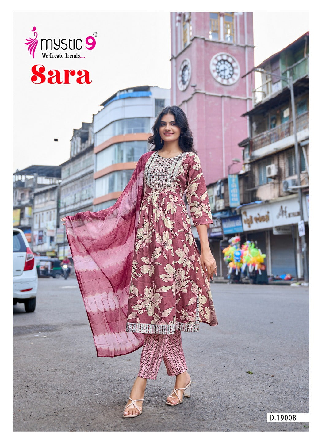 Sara Vol 19 Mystic 9 Rayon Readymade Pant Style Suits Manufacturer