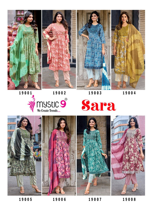 Sara Vol 19 Mystic 9 Rayon Readymade Pant Style Suits Manufacturer
