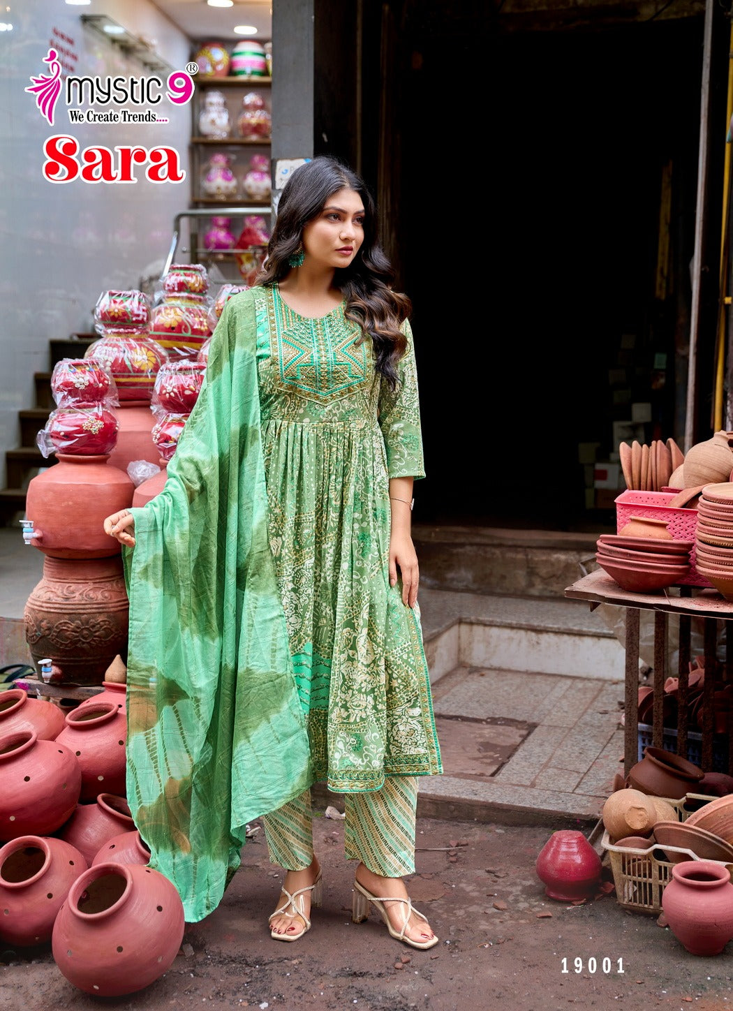 Sara Vol 19 Mystic 9 Rayon Readymade Pant Style Suits Manufacturer