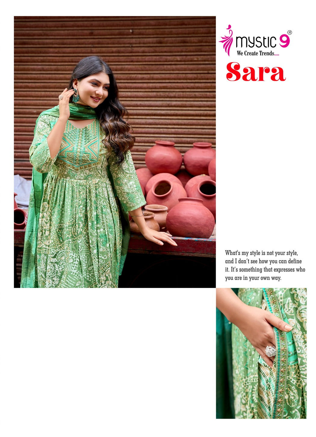 Sara Vol 19 Mystic 9 Rayon Readymade Pant Style Suits Manufacturer
