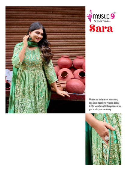 Sara Vol 19 Mystic 9 Rayon Readymade Pant Style Suits Manufacturer