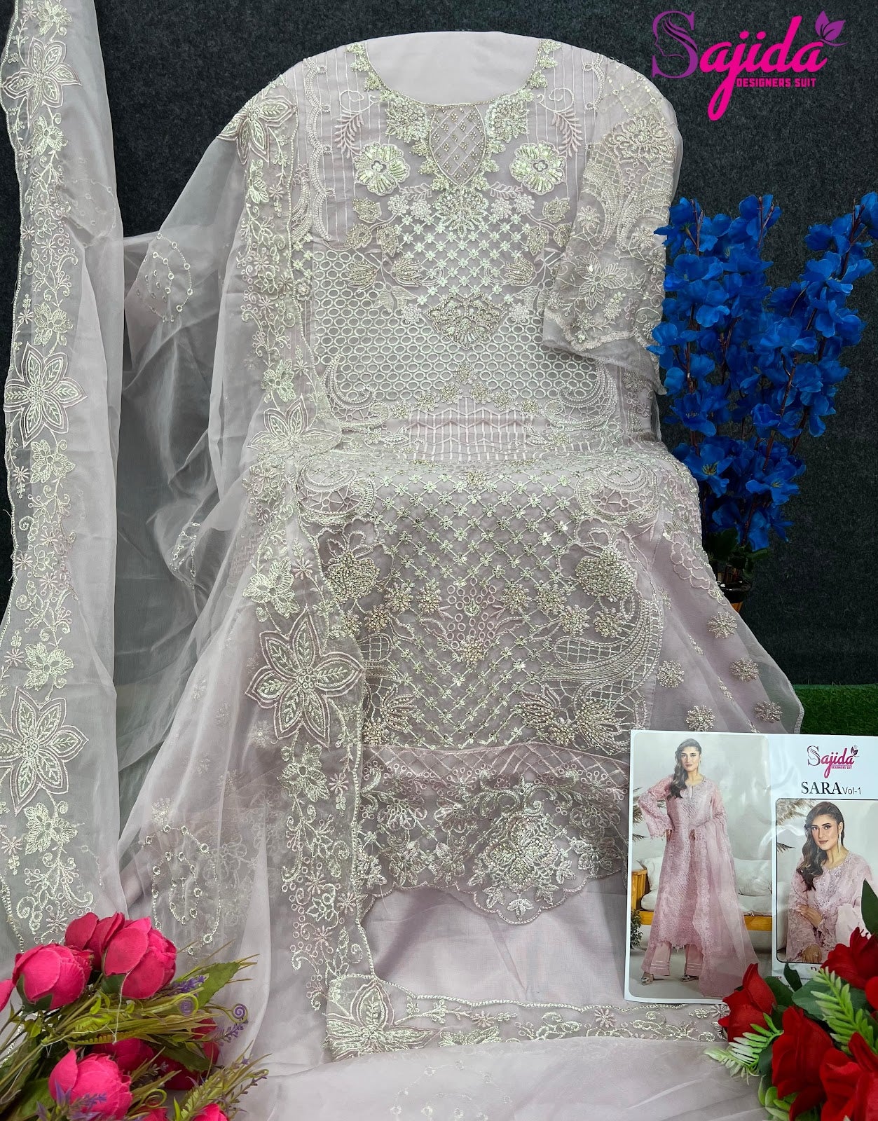 1047 Sara Vol 1 Sajida Organza Pakistani Salwar Suits Manufacturer India
