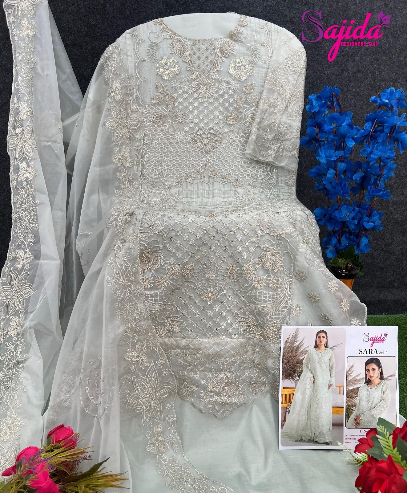 1047 Sara Vol 1 Sajida Organza Pakistani Salwar Suits Manufacturer India