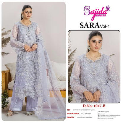 1047 Sara Vol 1 Sajida Organza Pakistani Salwar Suits Manufacturer India