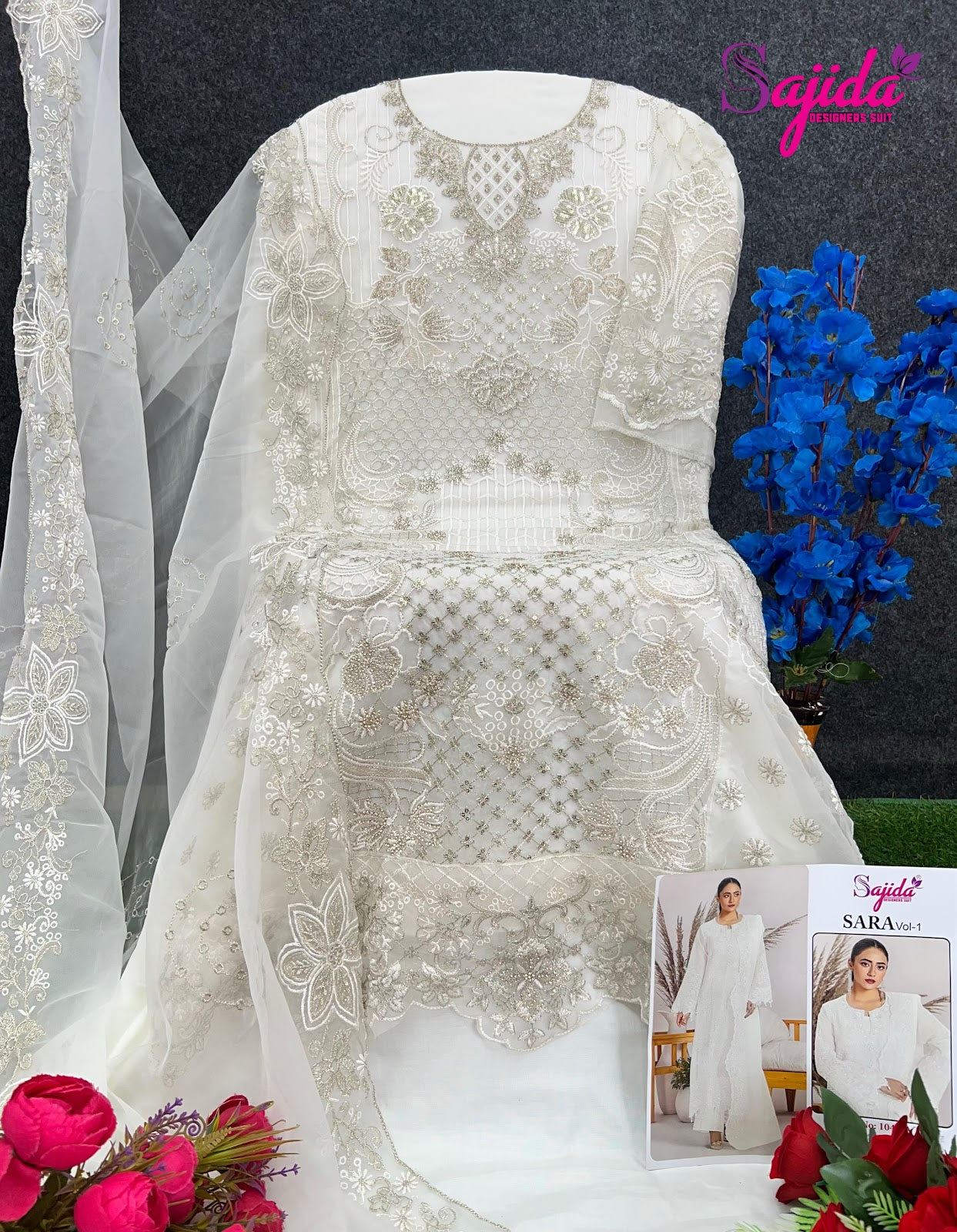 1047 Sara Vol 1 Sajida Organza Pakistani Salwar Suits Manufacturer India