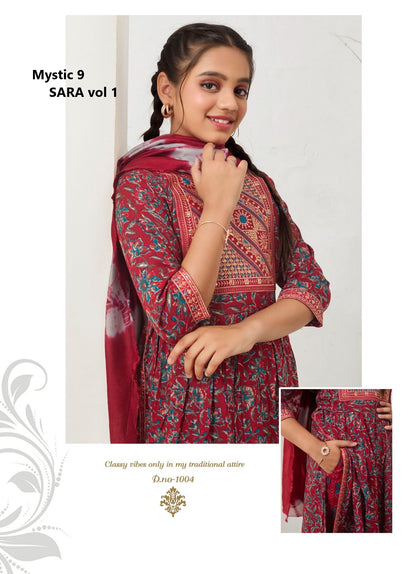 Sara Vol 1 Mystic 9 Rayon Capsule Girls Readymade Pant Suits Exporter