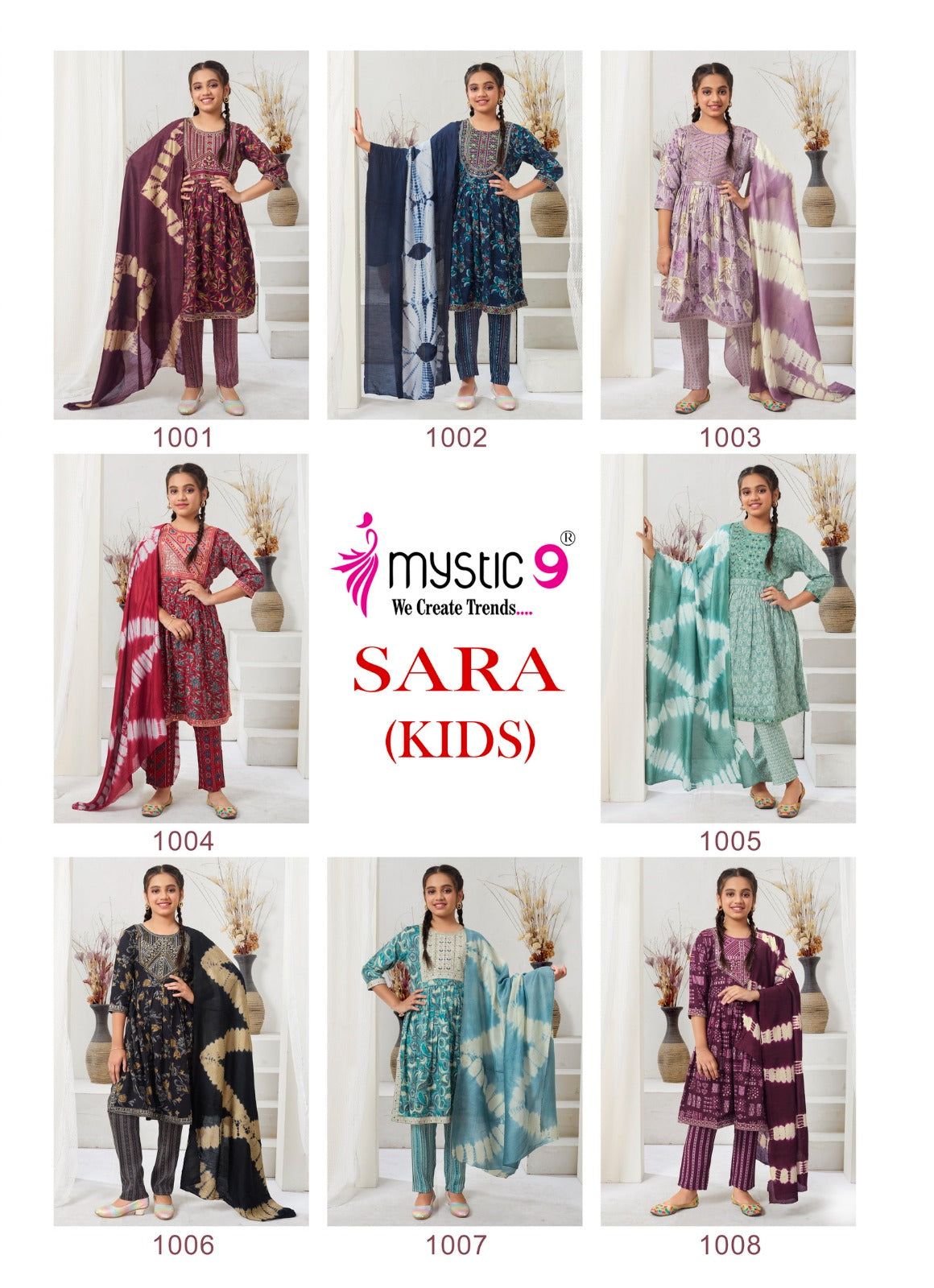 Sara Vol 1 Mystic 9 Rayon Capsule Girls Readymade Pant Suits Exporter