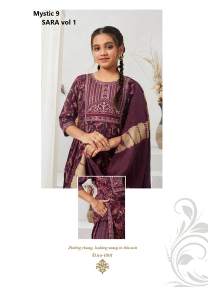 Sara Vol 1 Mystic 9 Rayon Capsule Girls Readymade Pant Suits Exporter