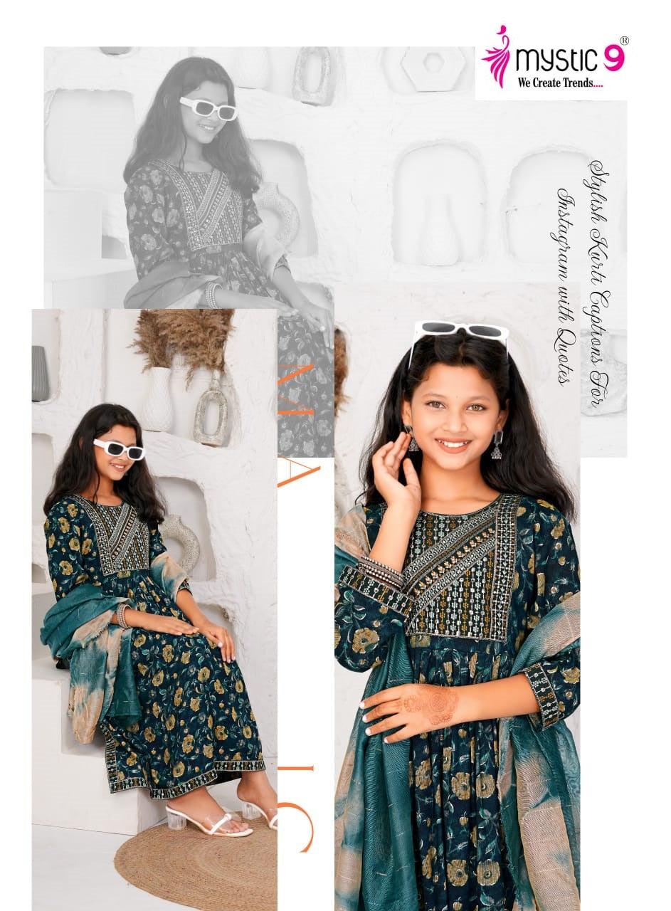 Sara Vol 2 Mystic 9 Rayon Girls Readymade Pant Suits Wholesaler Gujarat