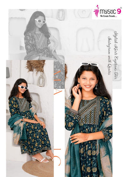 Sara Vol 2 Mystic 9 Rayon Girls Readymade Pant Suits Wholesaler Gujarat