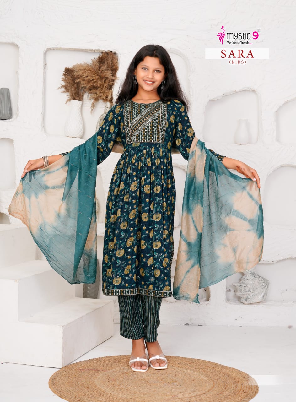 Sara Vol 2 Mystic 9 Rayon Girls Readymade Pant Suits Wholesaler Gujarat