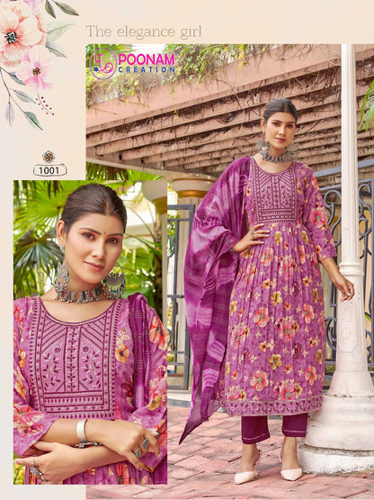 Sara Vol 2 Poonam Creation Reyon Readymade Anarkali Suits Wholesaler Ahmedabad