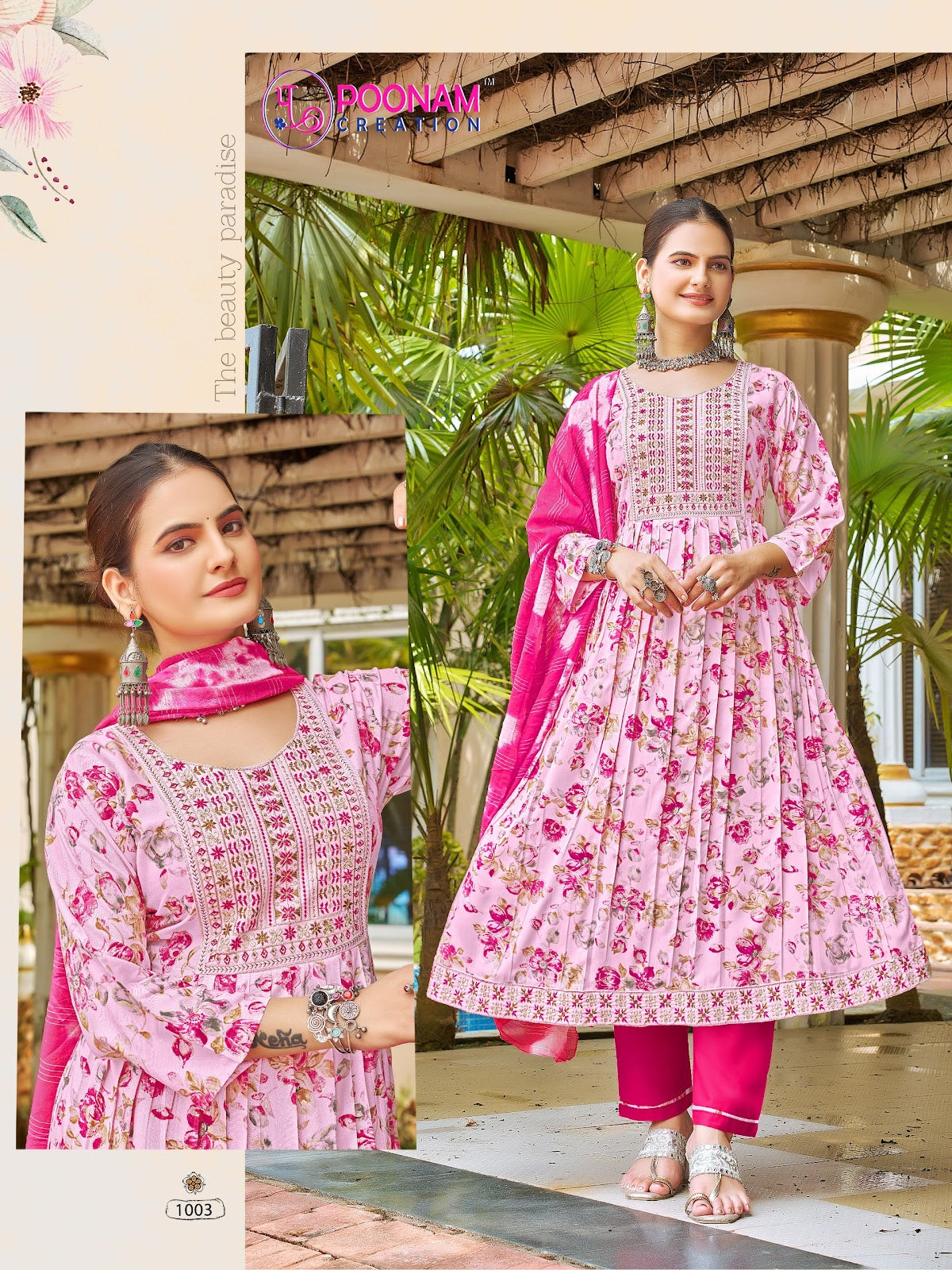 Sara Vol 2 Poonam Creation Reyon Readymade Anarkali Suits Wholesaler Ahmedabad