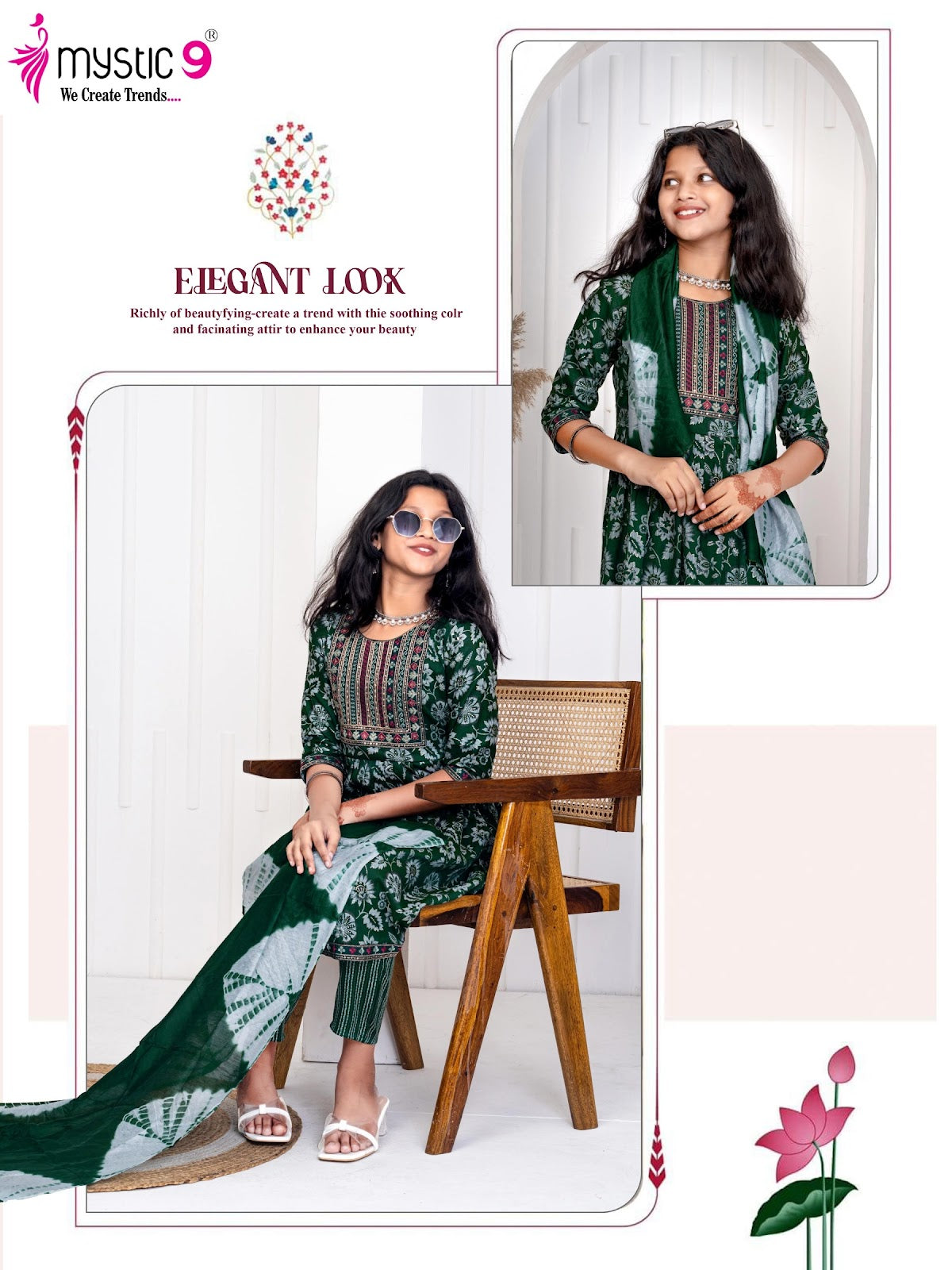 Sara Vol 3 Mystic 9 Rayon Girls Readymade Pant Suits Supplier Ahmedabad