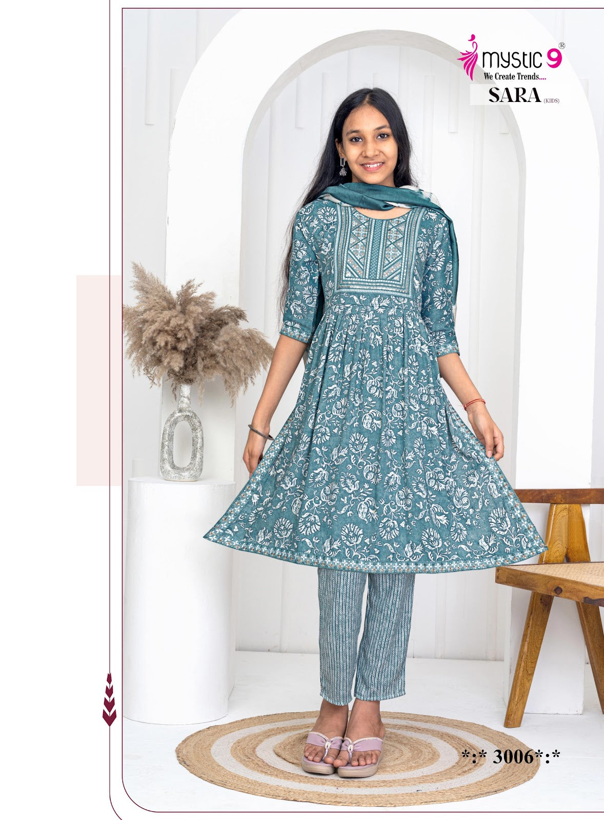 Sara Vol 3 Mystic 9 Rayon Girls Readymade Pant Suits Supplier Ahmedabad