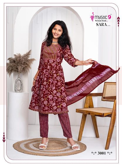 Sara Vol 3 Mystic 9 Rayon Girls Readymade Pant Suits Supplier Ahmedabad