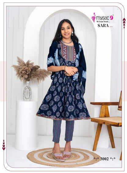 Sara Vol 3 Mystic 9 Rayon Girls Readymade Pant Suits Supplier Ahmedabad